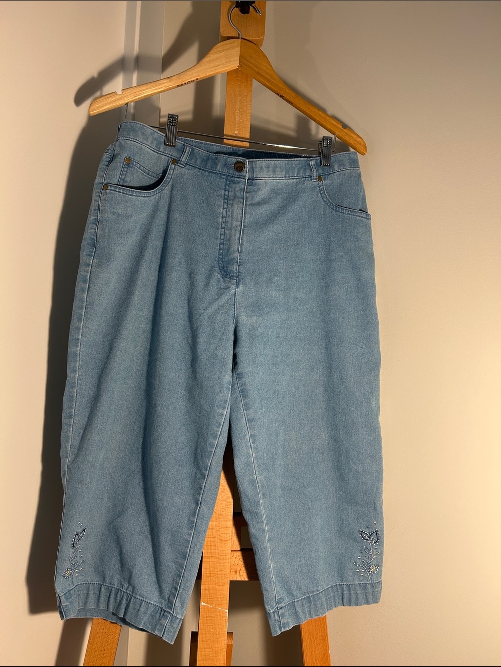VINTAGE Alia Denim Culottes with Embroidery Detail Size 12